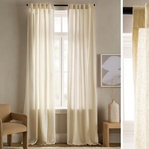 NWT QUINCE Set Of 2 48x96 European Linen Curtains Ivory 3857